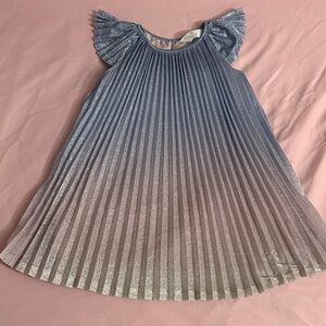 H&M Shimmering Blue and Silver Pleated Dress